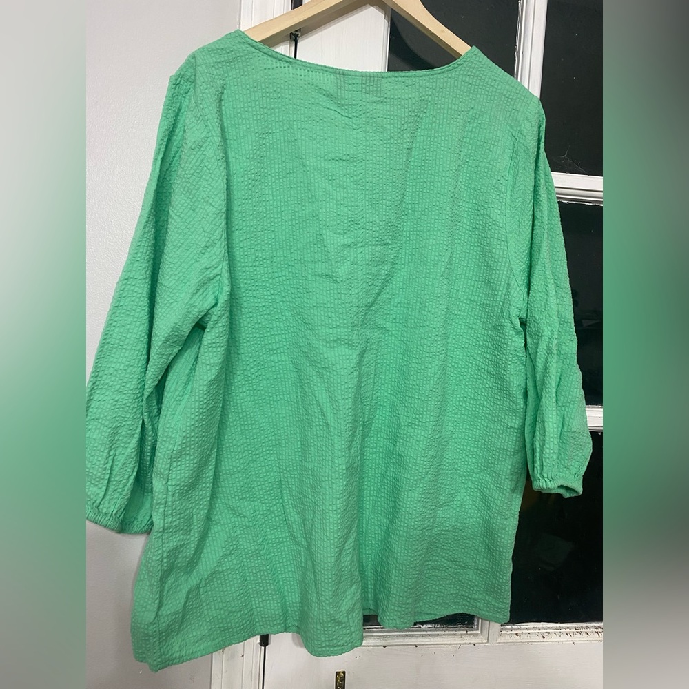NWT Lane Bryant Green Seersucker V-Neck Blouse - Size 16 - Picture 4 of 6